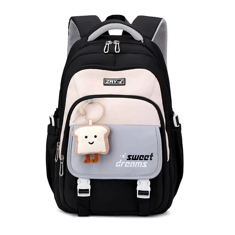 Large Capacity Girls School Backpack with Charm