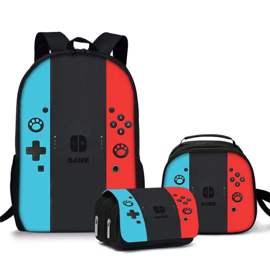 3-Piece Gaming School Backpack Set for Boys