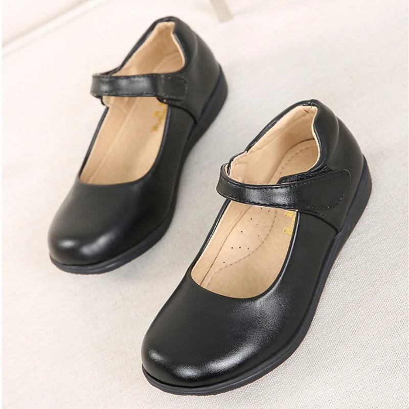 Children's Leather Shoes Spring - Summer | Versatile Black School Girl Shoes