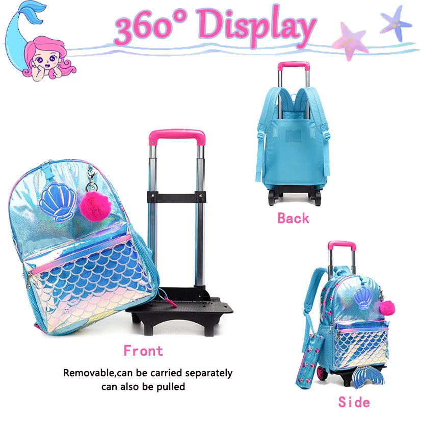 Mermaid Backpack for Girls Backpacks with Lunch Box Set & Pencil Pouch - LittleCuckoo