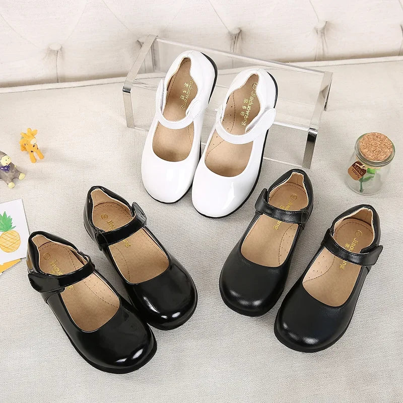Children's Leather Shoes Spring - Summer | Versatile Black School Girl Shoes