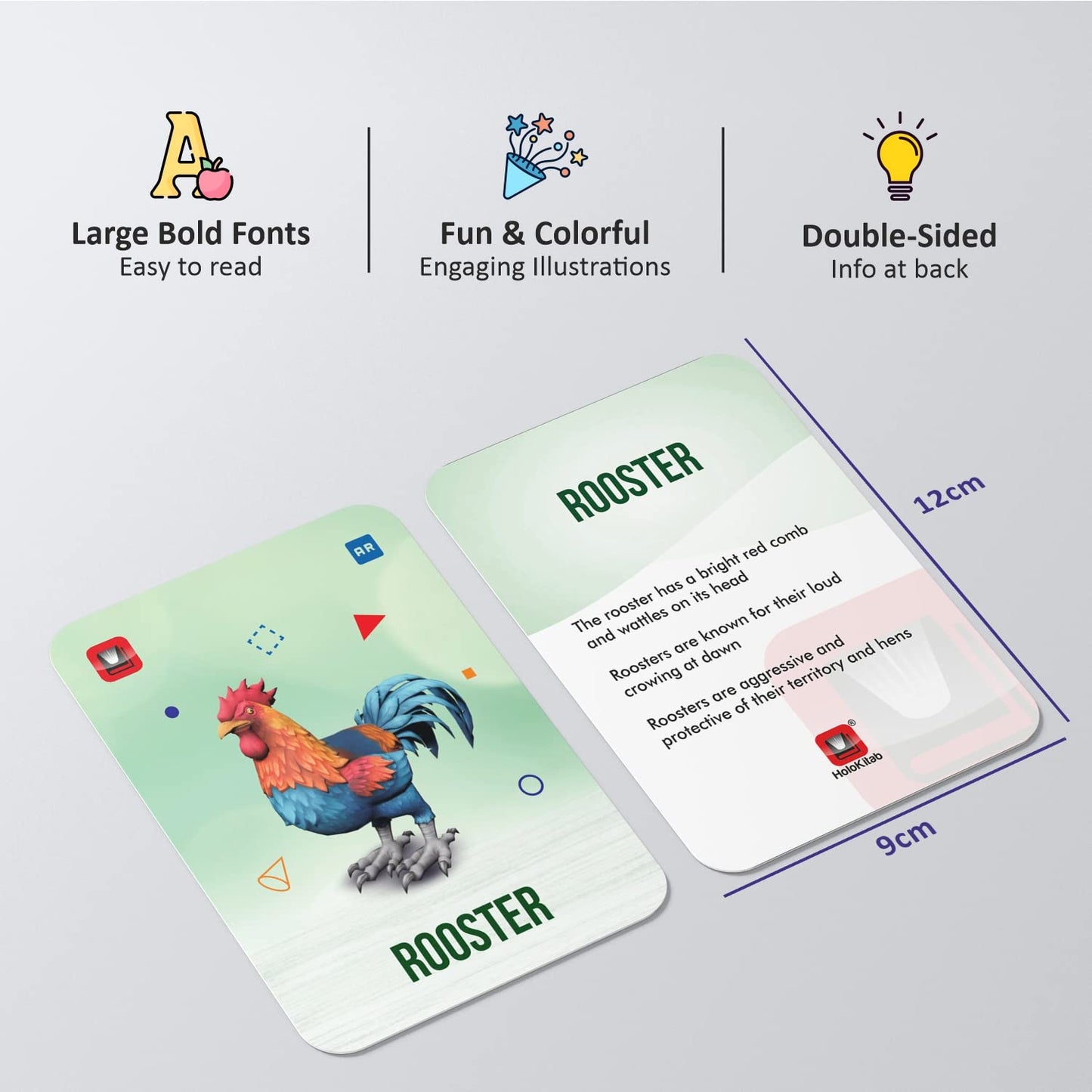 HoloKitab 3D Set of 17 FlashCards | Farm Animals | Early Learners | KinderGarten - LittleCuckoo