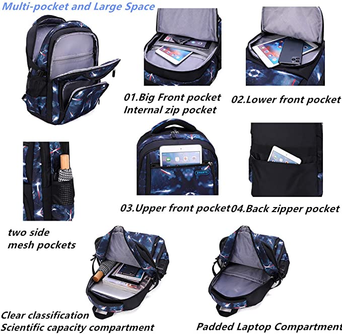 Boys BackPack for Year-5+ || Primary - High School || 3-Pieces Stylish Starry Night Bag - LittleCuckoo