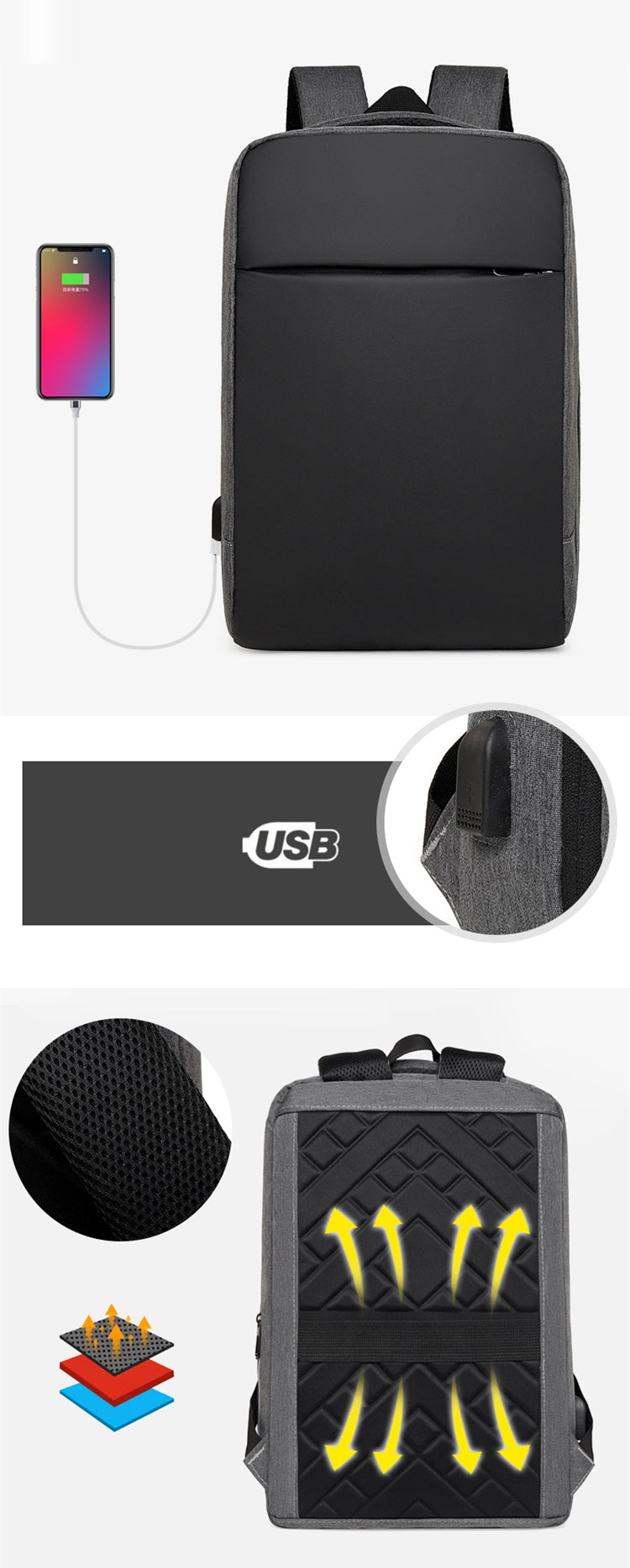 Minimalist Design Durable Laptop Backpack | Designer | USB Port - LittleCuckoo