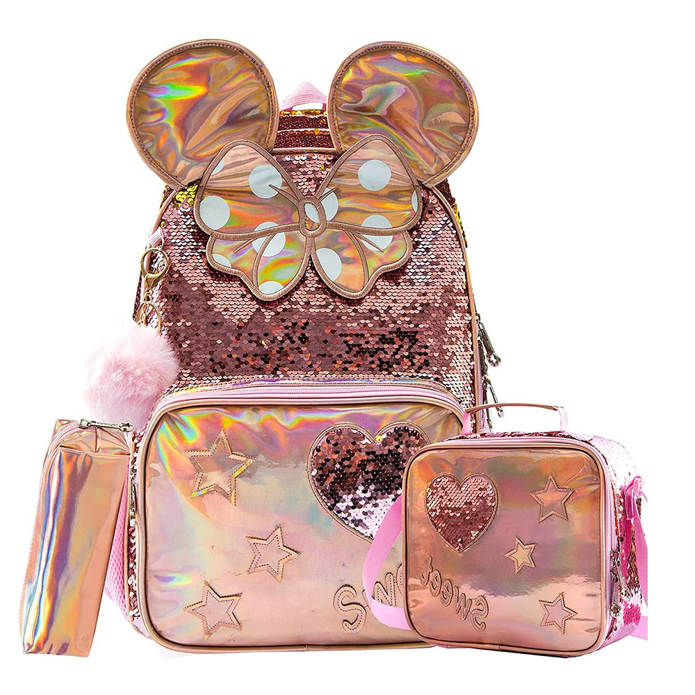 Glitter Girls BackPack | 3-Pieces Glittery Shiny Bag Set | Most Popular in Girls - LittleCuckoo