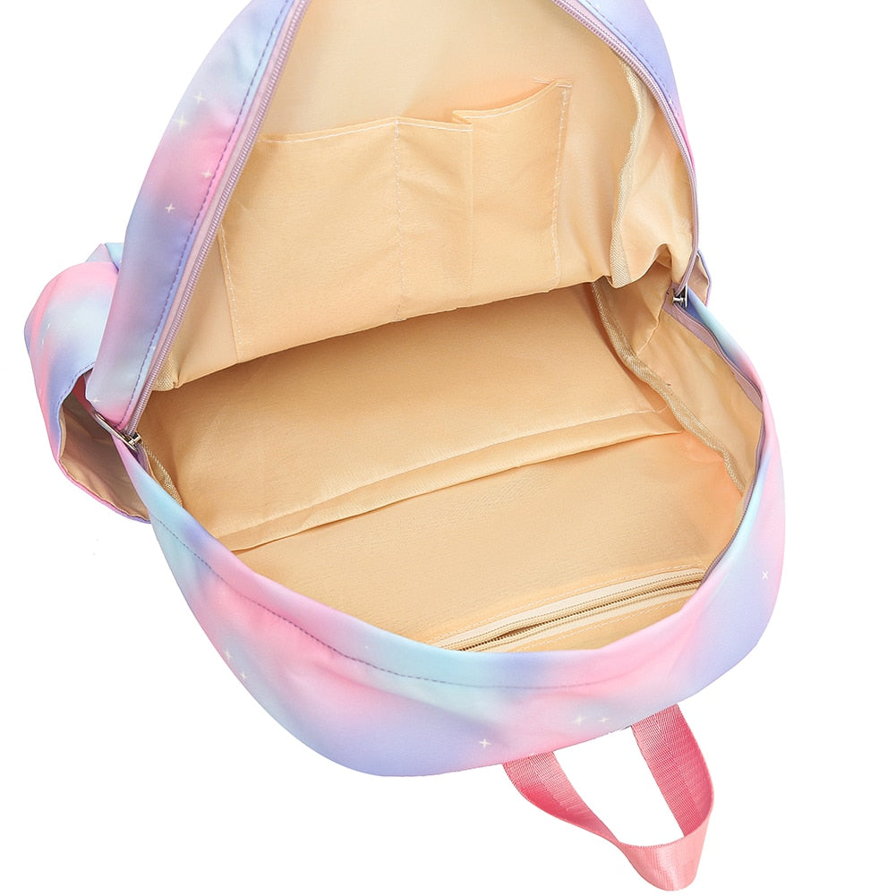 Girls Backpack with Lunch Bag | Gradient Rainbow Print | Teens Daypack Large Capacity Student School Bag | Remote Shipping - LittleCuckoo