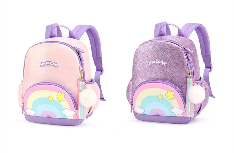 Cute Unicorn Rainbow Purple Shining Backpack for School Kids - LittleCuckoo
