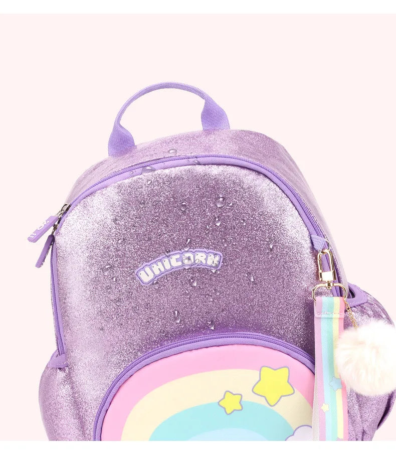 Cute Unicorn Rainbow Purple Shining Backpack for School Kids - LittleCuckoo