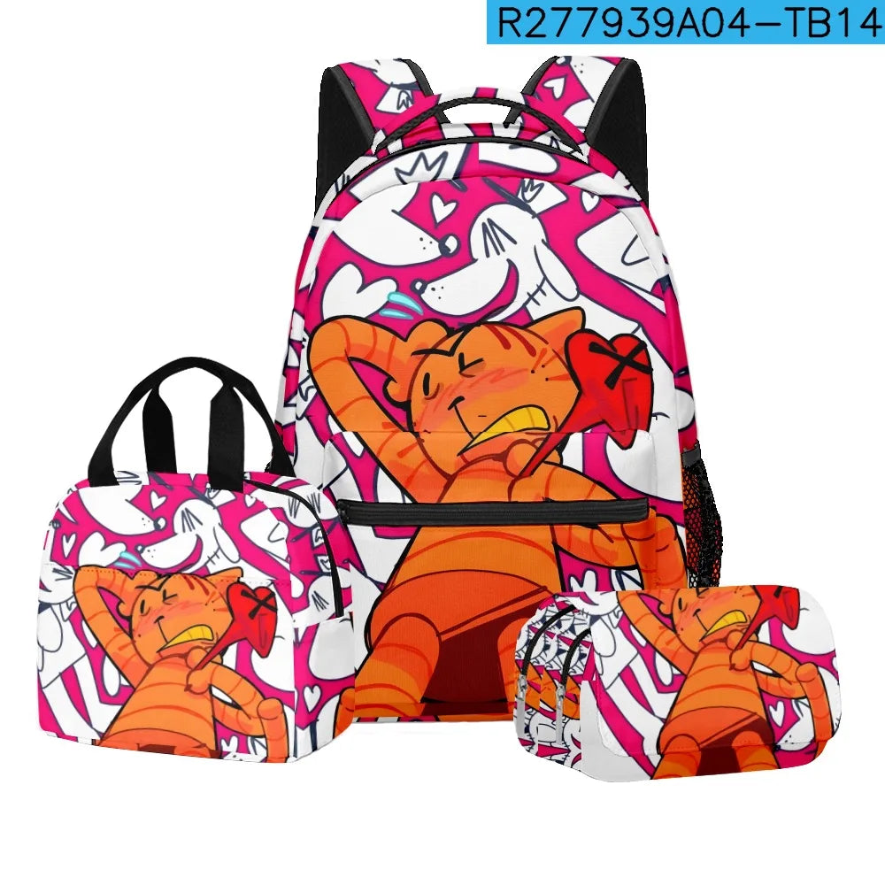 3-Piece 3D Cartoon Dog Man Backpack Set