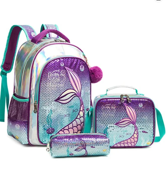 3-Piece Sequin School Backpack Set