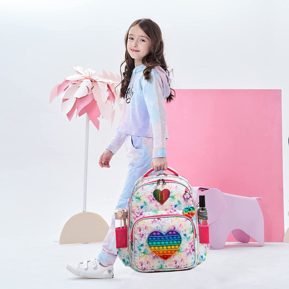 Bag Set with Pop It Push It || Fish Scaled Pattern || 3 In 1 Kids Bags for Girls - LittleCuckoo