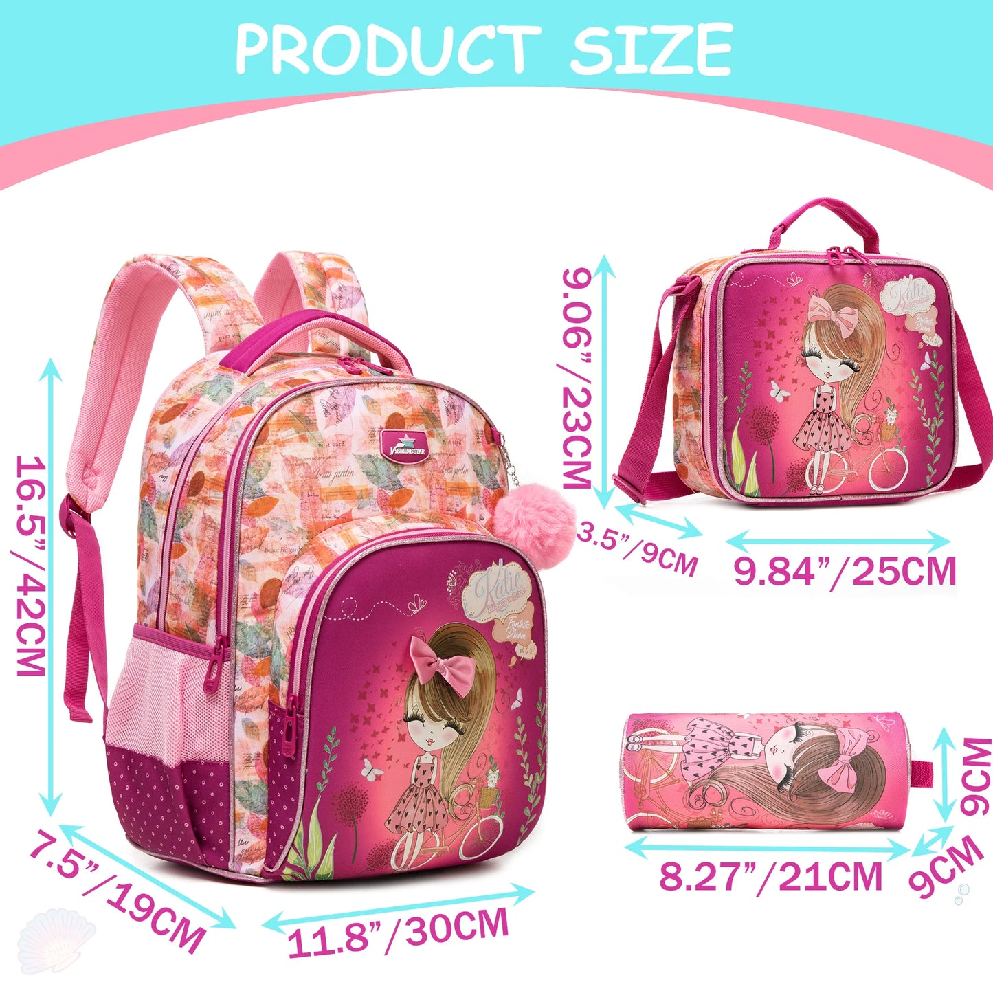Flower Girls School Backpack Set