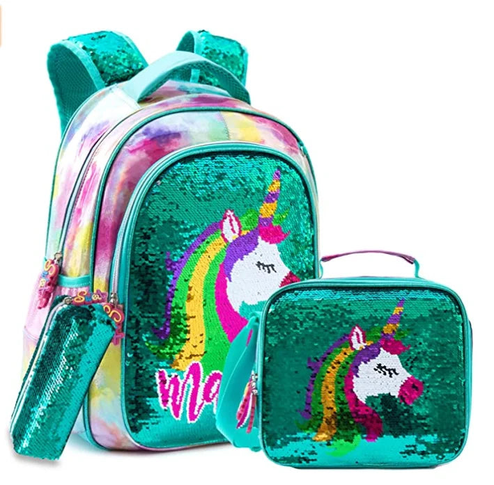 3-Piece Sequin School Backpack Set