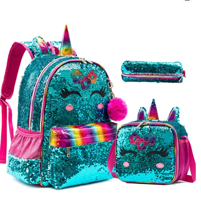 3-Piece Sequin School Backpack Set
