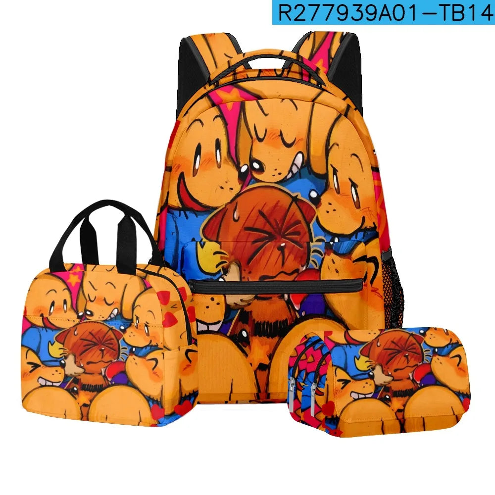 3-Piece 3D Cartoon Dog Man Backpack Set