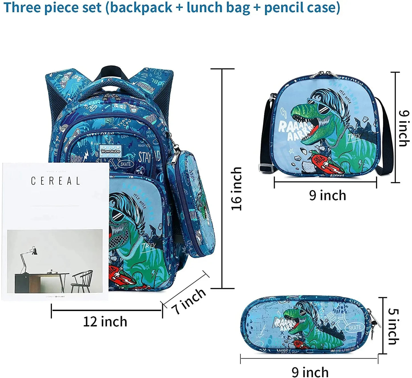 3-Piece Unicorn School Backpack Set