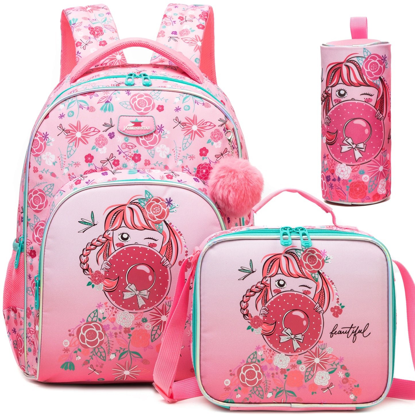 Flower Girls School Backpack Set