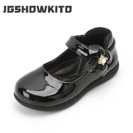 Girls Black Leather Shoes | British Style Party Shoes | Performance 2024-25 School Dress Shoes