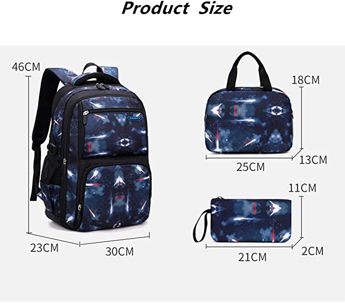 Boys BackPack for Year-5+ || Primary - High School || 3-Pieces Stylish Starry Night Bag - LittleCuckoo