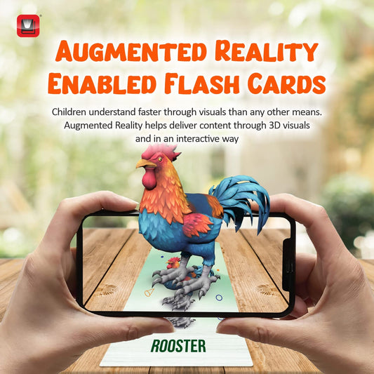 HoloKitab 3D Set of 17 FlashCards | Farm Animals | Early Learners | KinderGarten - LittleCuckoo
