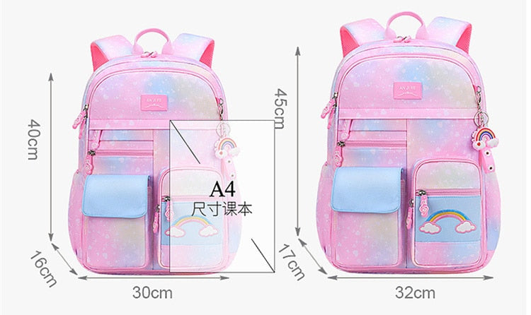 2023 Backpack Colorful Bags for Girls | Princess School Bags Waterproof Children Rainbow Series Schoolbags - LittleCuckoo