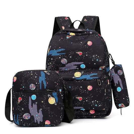 Fashion Printed Backpack For School || Galaxy & Planets || Avocado || Modern Art - LittleCuckoo