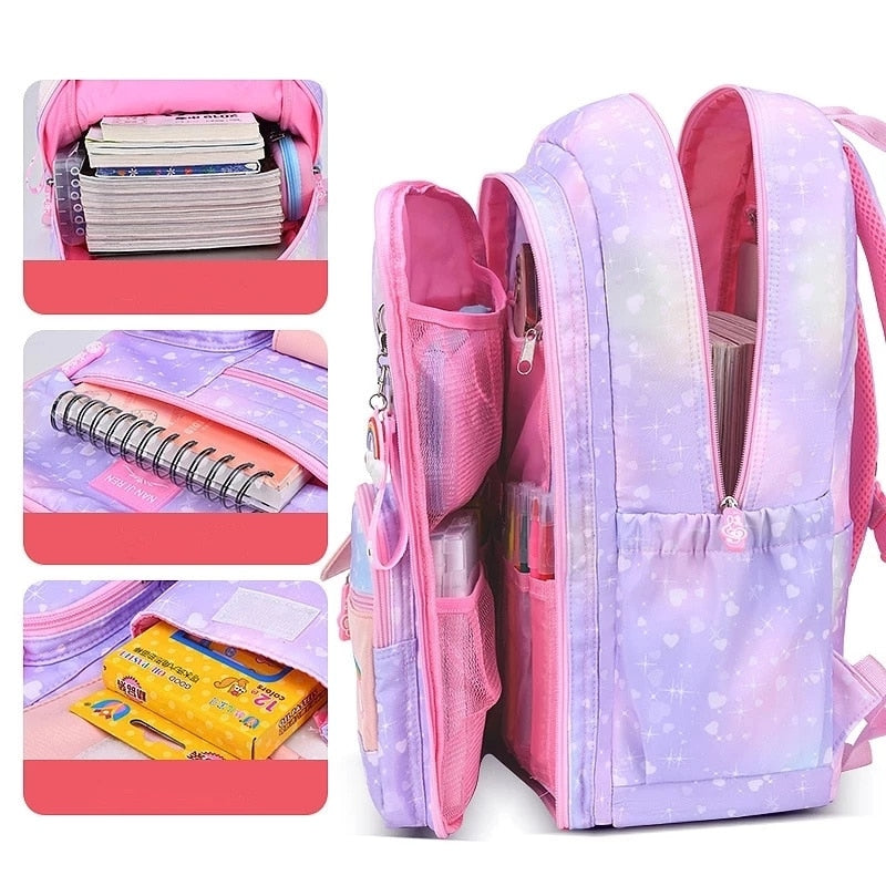 2023 Backpack Colorful Bags for Girls | Princess School Bags Waterproof Children Rainbow Series Schoolbags - LittleCuckoo