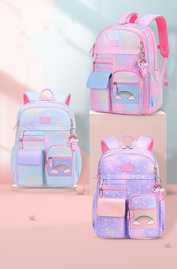 2023 Backpack Colorful Bags for Girls | Princess School Bags Waterproof Children Rainbow Series Schoolbags - LittleCuckoo