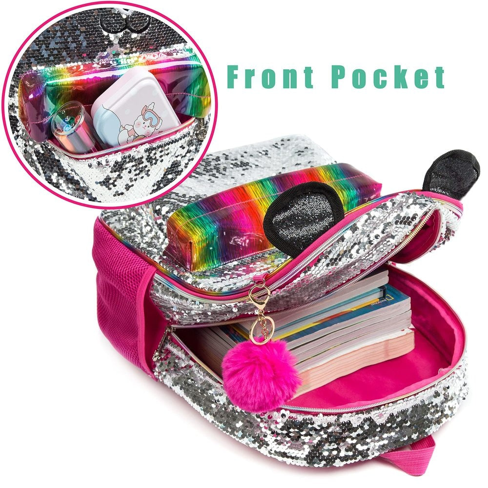 Glittery Panda Pink BackPack for Girls | Kids BackPack for School - LittleCuckoo