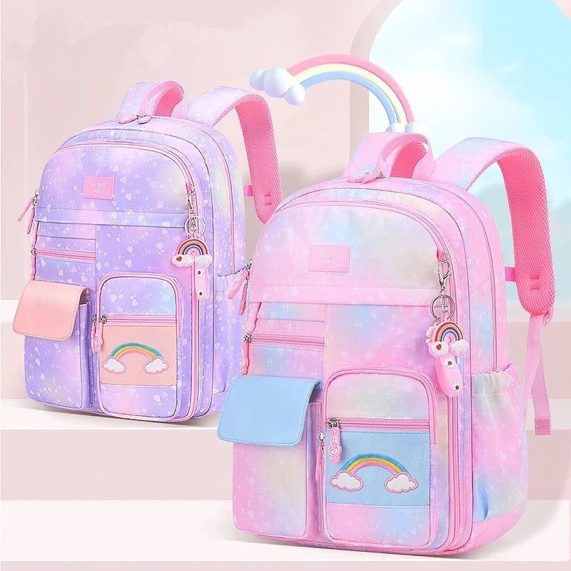 2023 Backpack Colorful Bags for Girls | Princess School Bags Waterproof Children Rainbow Series Schoolbags - LittleCuckoo