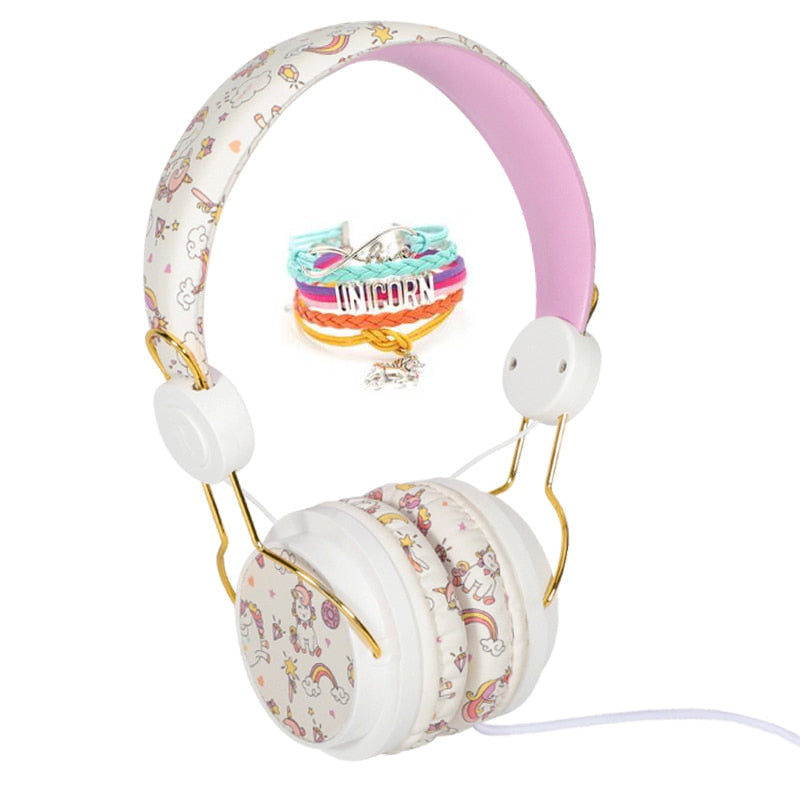 Chirpy Unicorn Dinosaur Patterned Wired Headphones for School